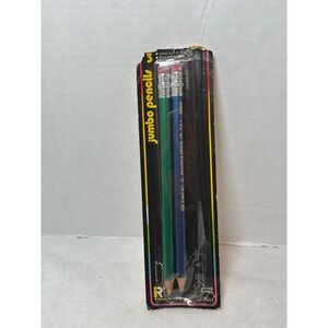 NOS Vintage Olympic Reliance #3060 Jumbo Pencils 2 Pack Made in‎ USA Blue Green